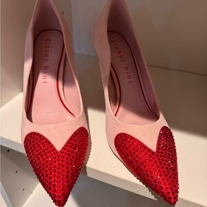 Gianni Bini Pink and Red Heart Embellished Women's Shoes
